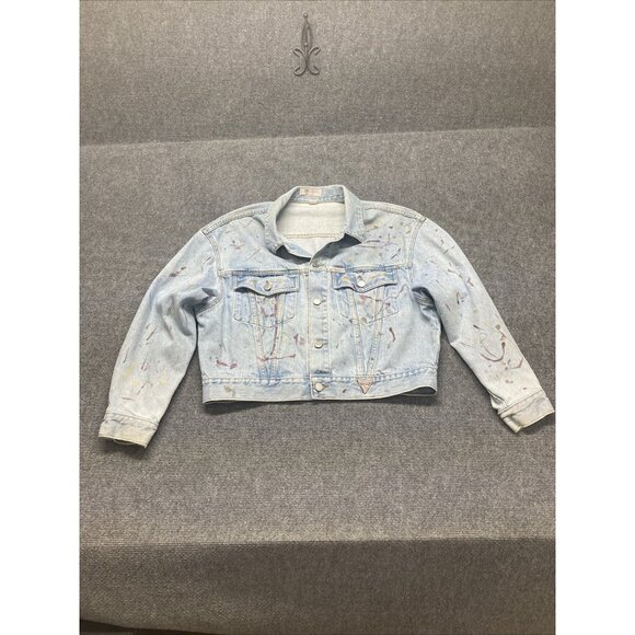 Vintage Guess Jean Jacket Women’s Size XL Blue Long Sleeve Button Up Retro Vibes - Picture 1 of 9